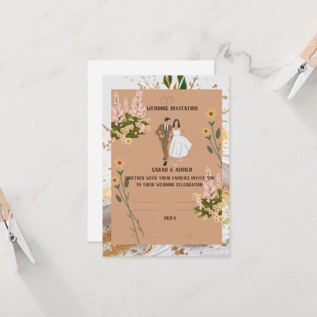 Invitation simple, Taille : 12,7 cm x 17,8 cm, Pap (Devant/Arrière en situation)