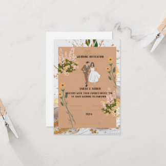 Invitation simple, Taille : 12,7 cm x 17,8 cm, Pap