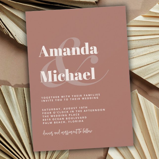 Invitation Simple Terracotta moderne minimaliste Mariage (Créateur téléchargé)