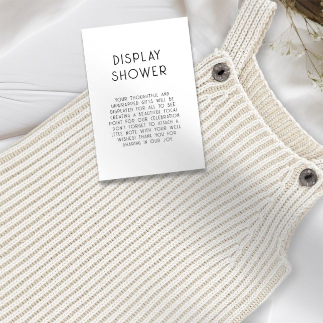 Invitation Simple Texte Noir Blanc Baby Display Douche (Available digotlly and printed)