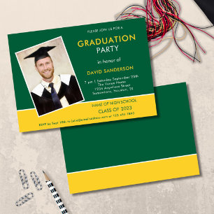 Invitation Simple Texte Photo Jaune Vert 2024 Graduation