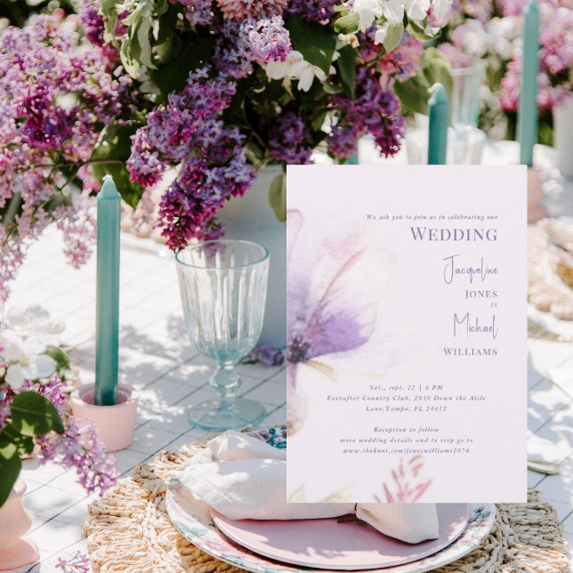 Invitation Simple Tige Florale De Lavande Mariage (Créateur téléchargé)