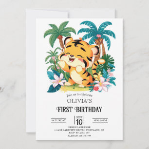 Invitation Simple Tiger 1er Anniversaire numérique