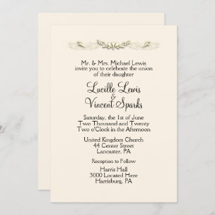 Invitation Simple Traditionnel Ancien Mariage de dentelle Inv