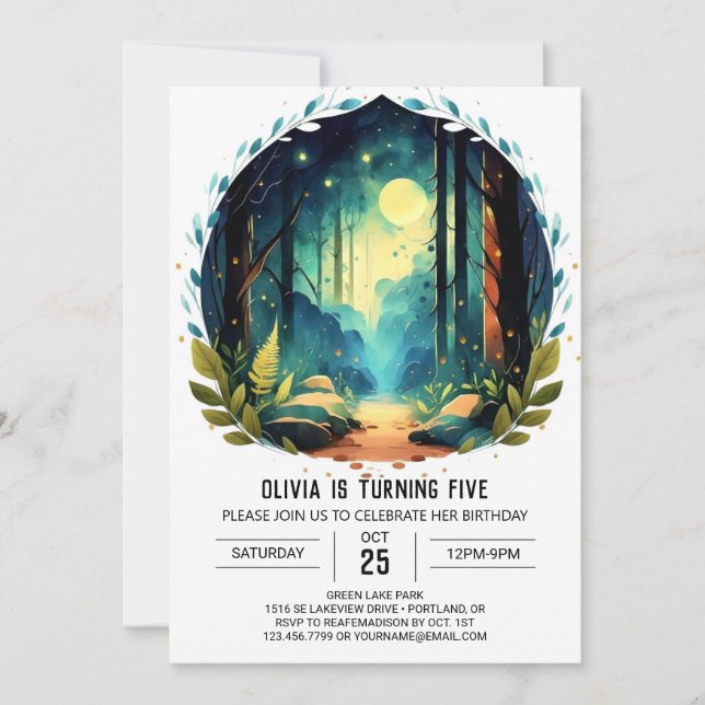 Invitation Simple Tree Adventure Woodland Anniversaire (Devant)