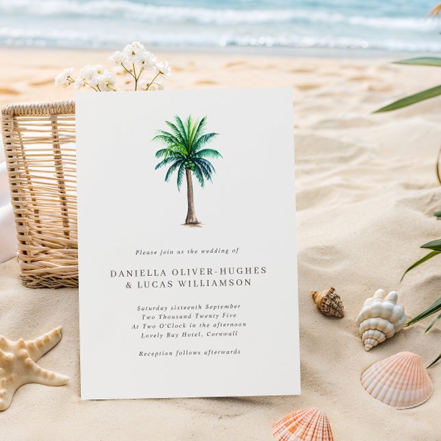Invitation Simple Tropical Palm Tree Destination Mariage (Créateur téléchargé)