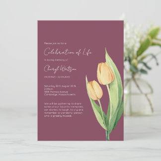 Invitation Simple Tulip Celebration of Life Funeral