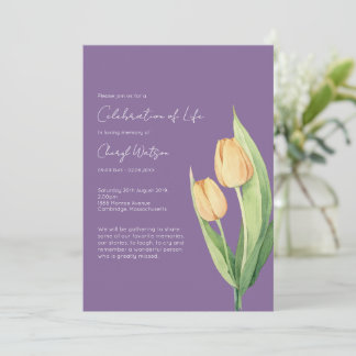 Invitation Simple Tulip Celebration of Life Funeral