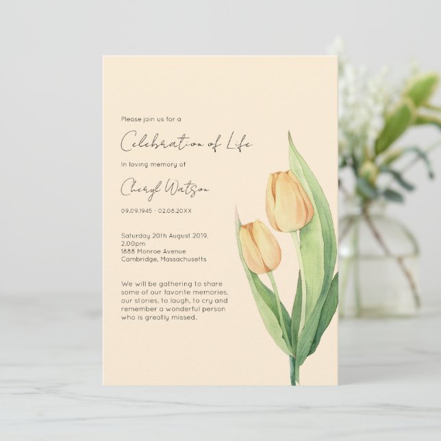 Invitation Simple Tulip Celebration of Life Funeral (Debout devant)