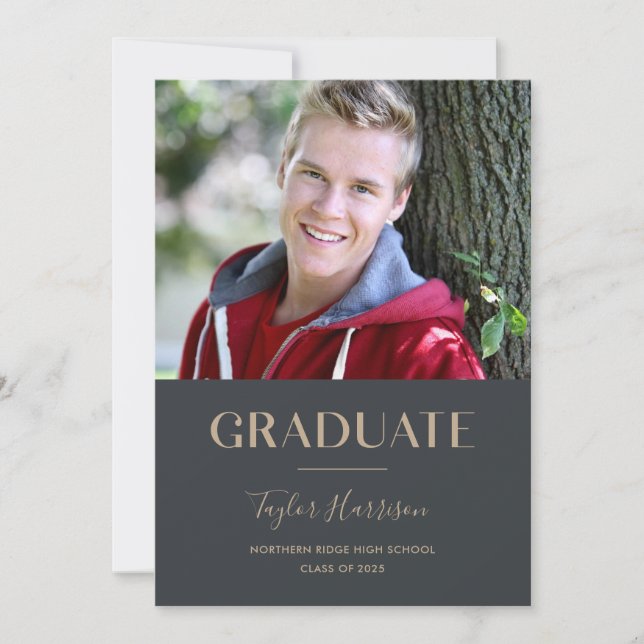 Invitation Simple Typographie 1-Photo 2025 Graduation Party (Devant)