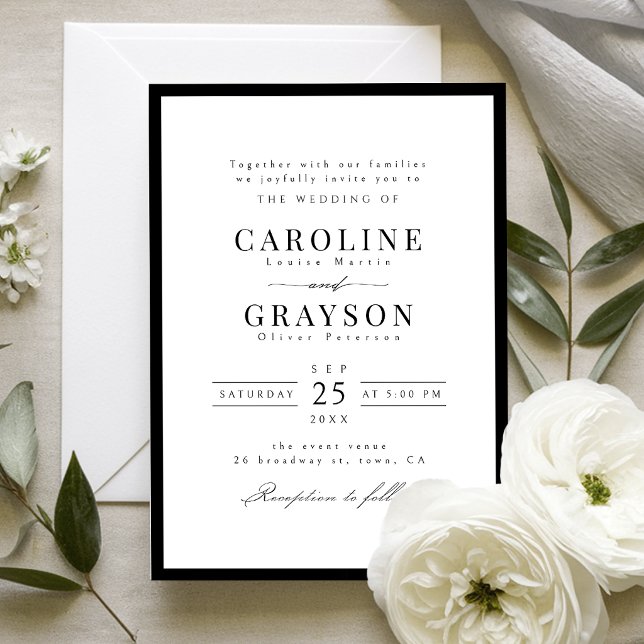 Invitation Simple Typographie Élégante Mariage Classique (Simple Graceful Typography Classic Wedding Invitation)