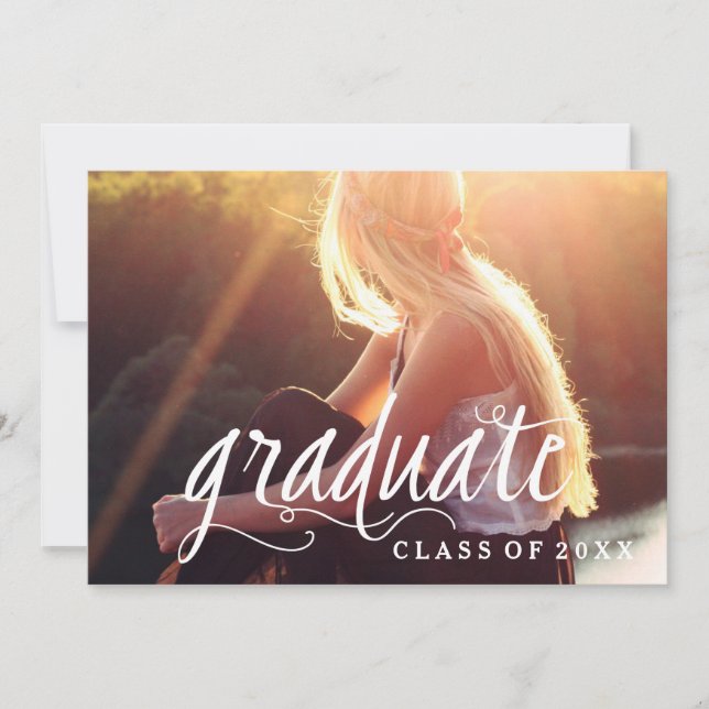 Invitation Simple Typographie moderne Photo Graduation Party (Devant)