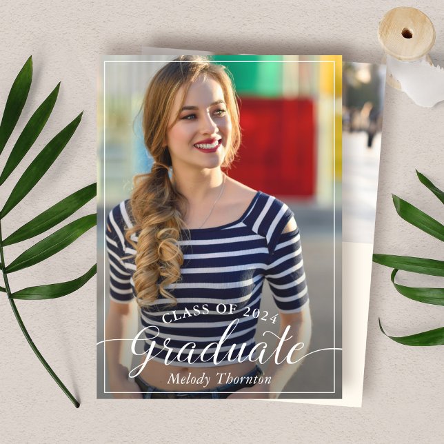 Invitation Simple Typographie moderne Photo Graduation Party (Créateur téléchargé)