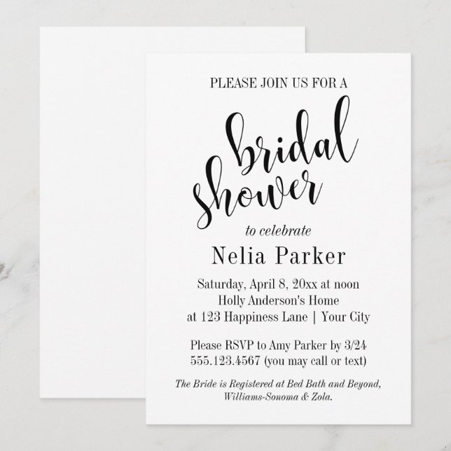 Invitation Simple typographie moderne pour une fête de mariag (Devant / Derrière)