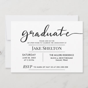 Invitation Simple Typographie Open House Graduation