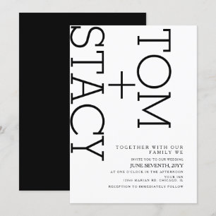 Invitation Simple Typographie Ultra Gras Mariage I Noir Blanc