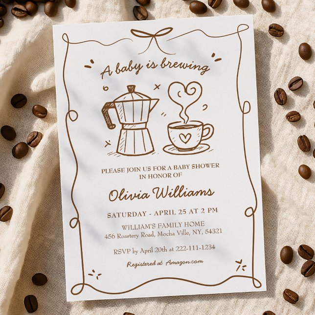 Invitation Simple Un Bébé Brasse Du Baby shower De Café (Créateur téléchargé)