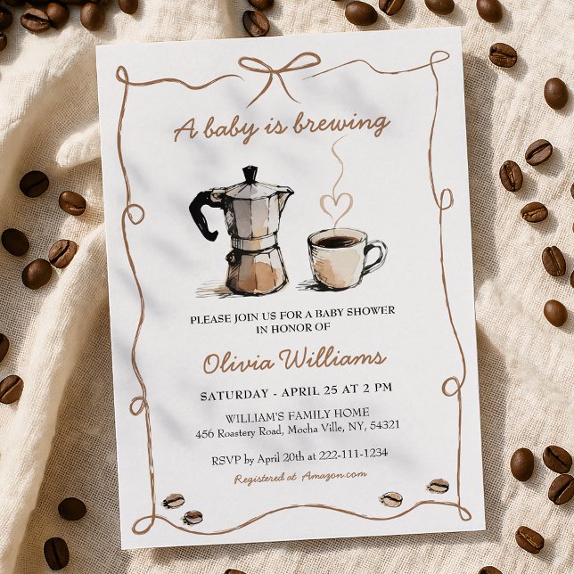 Invitation Simple Un Bébé Brasse Du Baby shower De Café (Créateur téléchargé)
