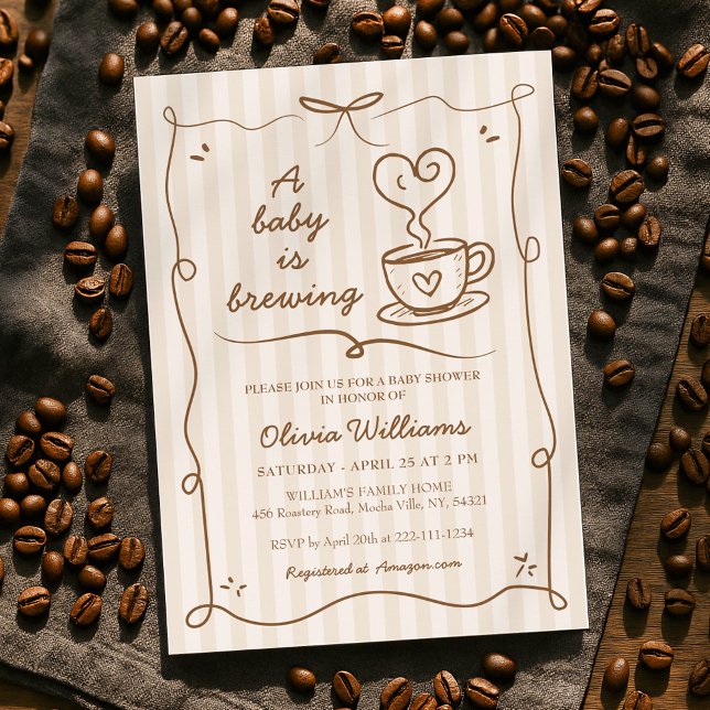 Invitation Simple Un Bébé Brasse Du Baby shower De Café (Créateur téléchargé)