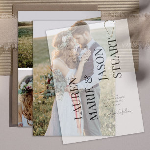 Invitation Simple Vellum réel superposition Elégant 4 Mariage