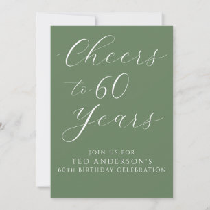 Invitation Simple Vert Sauge Hommes 60e Anniversaire