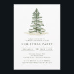 Invitation Simple Vintag À feuillage persistant Christmas Par<br><div class="desc">Cette invitation simple et moderne à la fête de Noël est parfaite pour une fête de vacances d'entreprise ou pour une fête de Noël pour votre famille et vos amis. Il dispose d'une élégante aquarelle fraîche originale peinte par le sapin de Noël au sommet. Le dos a un motif à...</div>
