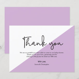 Invitation Simple violet blanc Baby shower moderne Merci