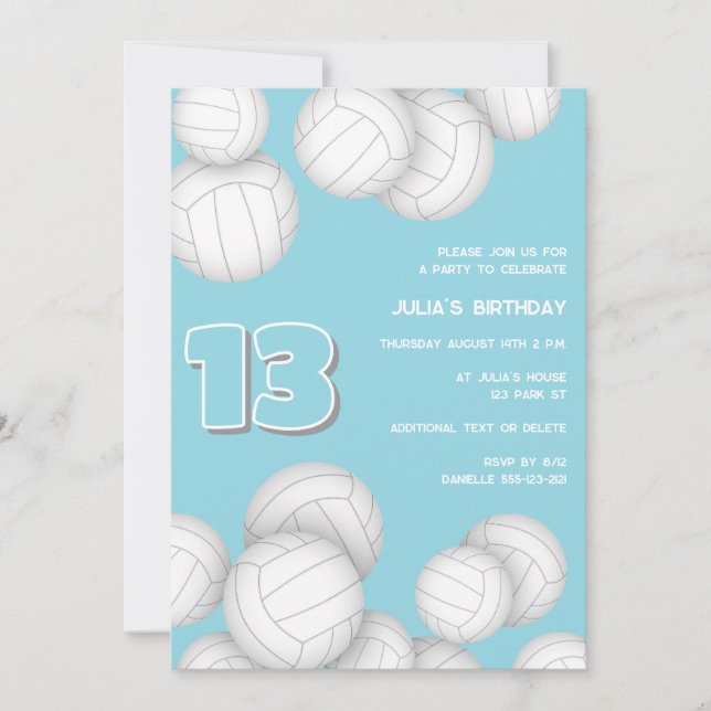 Invitation simple volleyball anniversaire ou fête d'équipe TO (Devant)