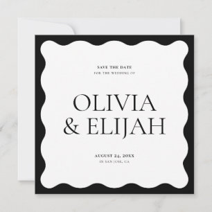 Invitation Simple Wavy Black and White Modern Enregistrer la 