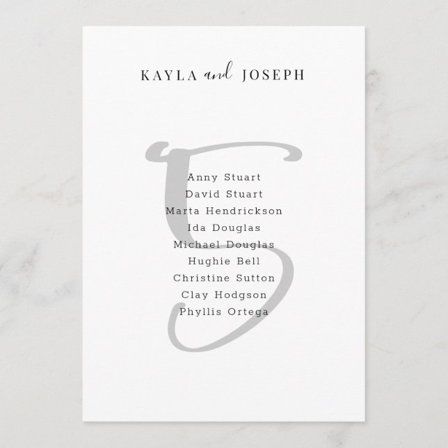 Invitation Simple Wedding Bold Table Number 5 Sign (Devant)