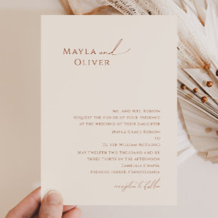Invitation Simple Whimsert Désert Beige Mariage traditionnel