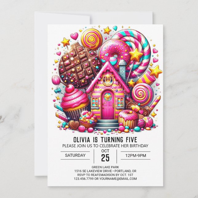 Invitation Simple Whimsy Candyland Digital Anniversaire (Devant)