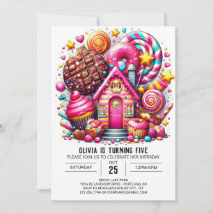 Invitation Simple Whimsy Candyland Digital Anniversaire