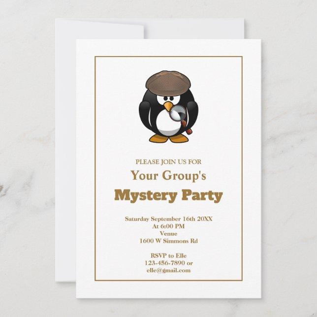Invitation simple White Mystery Party (Devant)