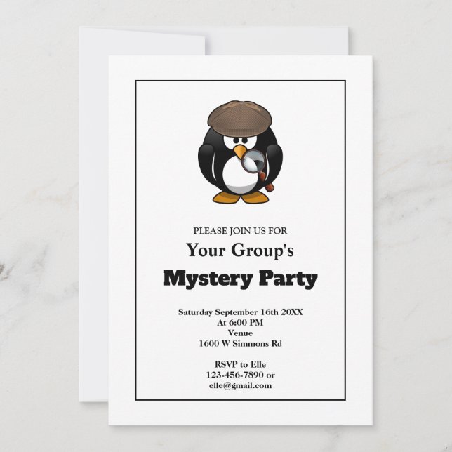 Invitation simple White Mystery Party (Devant)