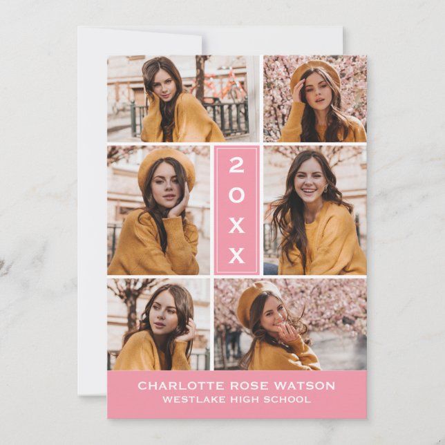 INVITATION SIMPLEMENT CHIC PHOTO COLLAGE GRADUATION INVITATIO (Devant)