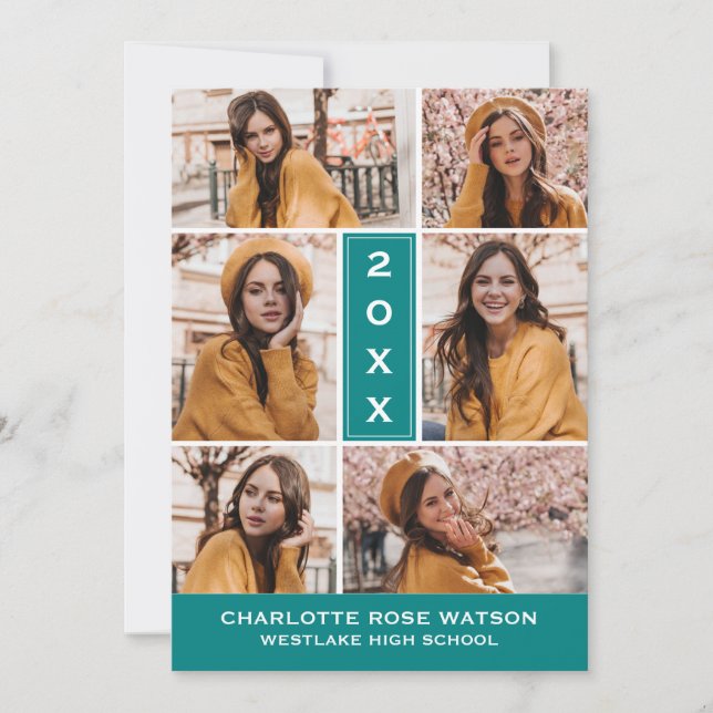 INVITATION SIMPLEMENT CHIC PHOTO COLLAGE GRADUATION INVITATIO (Devant)