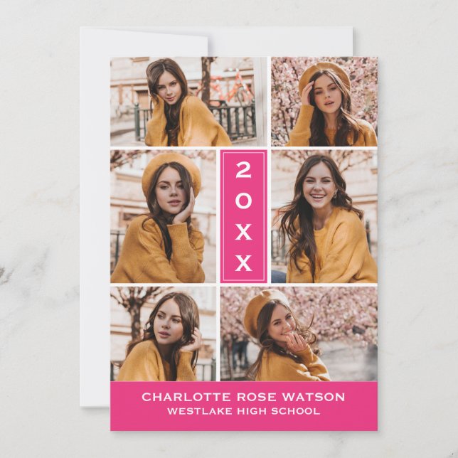 INVITATION SIMPLEMENT CHIC PHOTO COLLAGE GRADUATION INVITATIO (Devant)