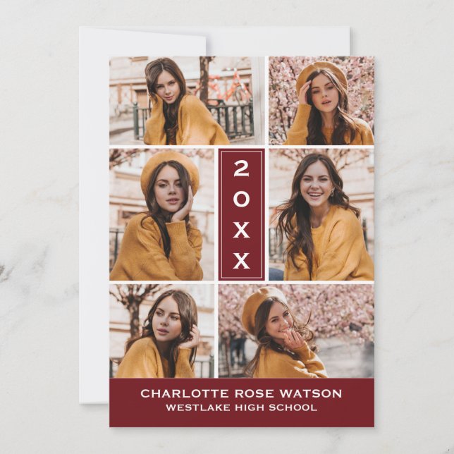 INVITATION SIMPLEMENT CHIC PHOTO COLLAGE GRADUATION INVITATIO (Devant)