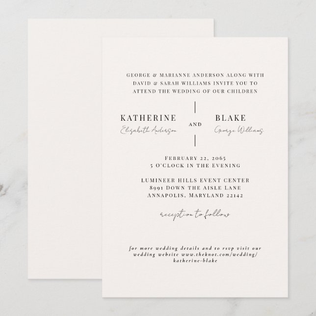 Invitation Simplement élégant Champagne clair site web modern (Devant / Derrière)