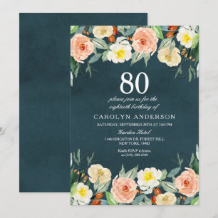 Invitation Simplement Élégant Floral N'Importe Quel Âge Fête