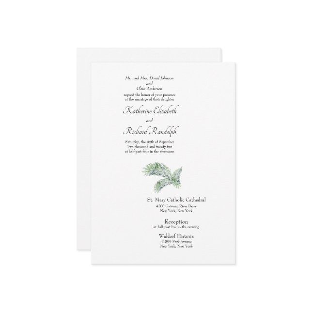 Invitation Simplement Élégante Palme Tropicale Parents Divorc (Devant/Arrière en situation)