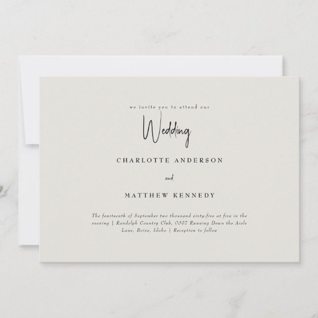 Invitation Simplement nous Crème Pas de parents Mariage (Devant)