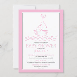 Invitation Simplement Parfait Baby shower Nautique Filles de