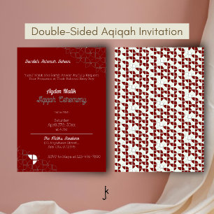 Invitation Simplement Rétro Rouge Blanc, Aqiqah Baby Shower