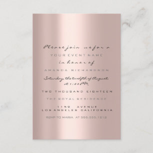 Invitation Simplement Rose Gold Blush Bridal Sweet 16ème