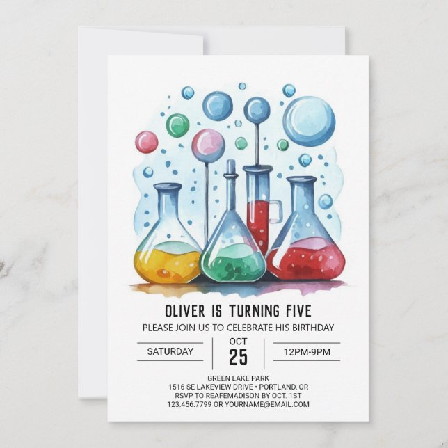 Invitation Simples chercheurs en laboratoire Anniversaire (Devant)