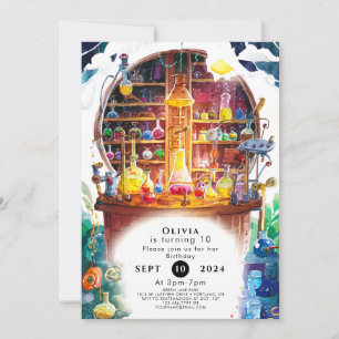 Invitation Simples enfants Magicien scientifique Anniversaire