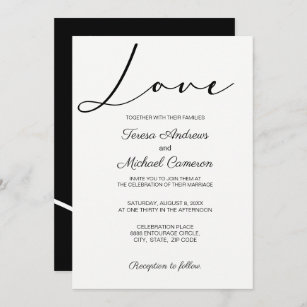 Invitation Simples et élégantes typographies Love Mariage