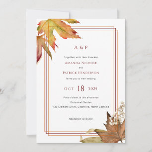 Invitation Simples feuilles d'automne modernes Mariage de jar